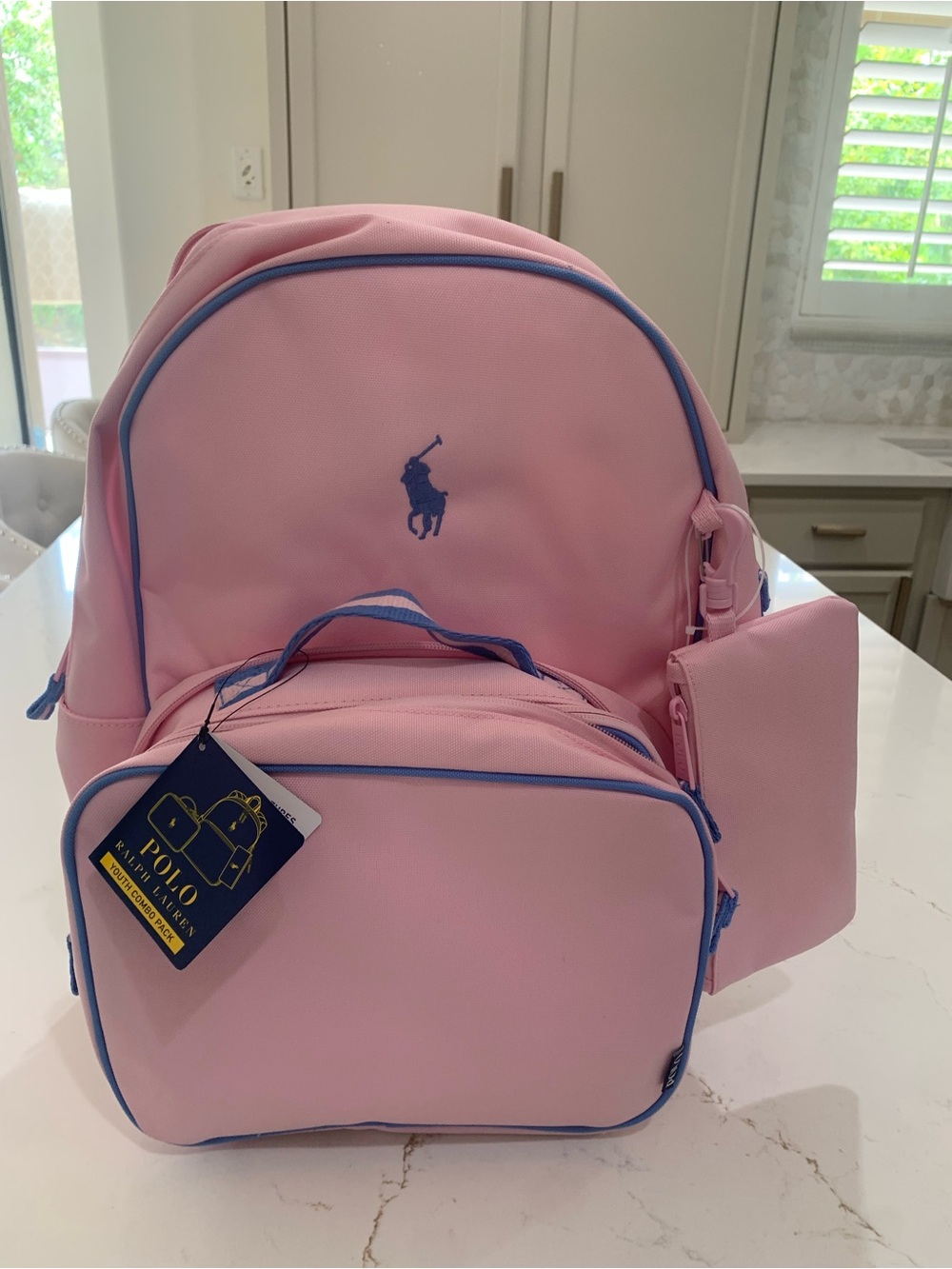 New 3pcs Polo Ralph Lauren Big girls Backpack Lunch Box & Pencil Case